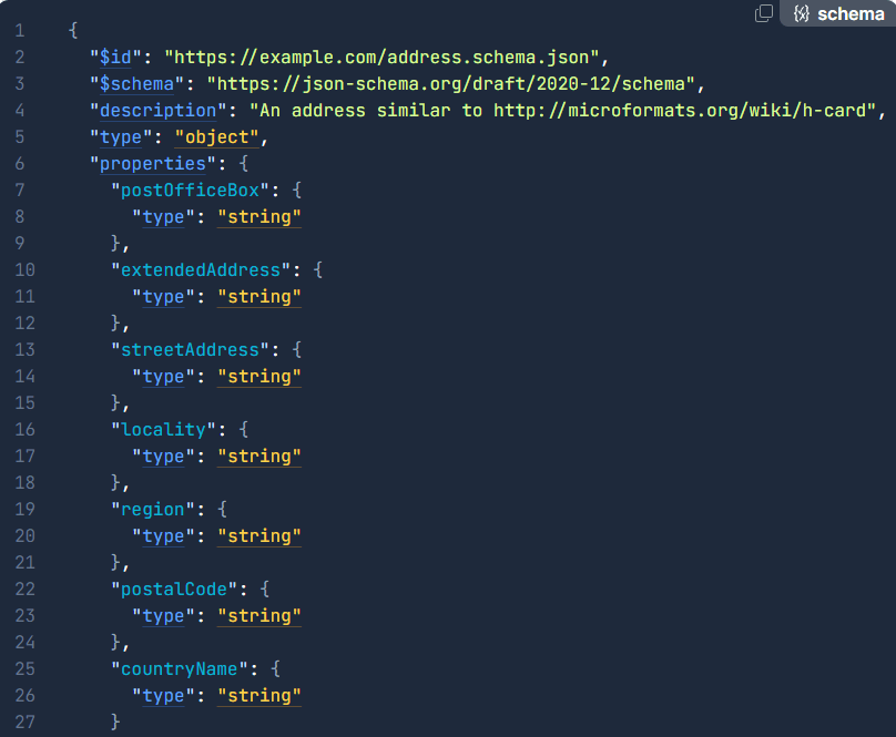 json schema examples